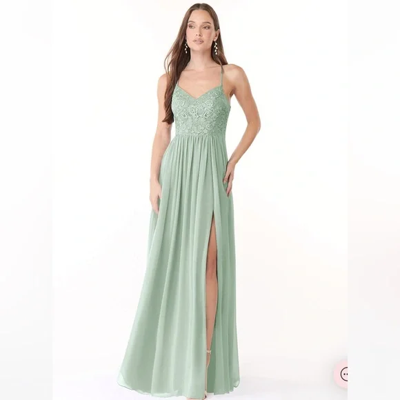sage green bridesmaid dresses pinterest Sheath-Column Maxi Chiffon Yellow Bridesmaid Dresses COCOMELODY CB0826, Agave Green